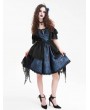 Devil Fashion Black and Blue Gothic Off-the-Shoulder Lace Halter Short Party Dress