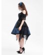 Devil Fashion Black and Blue Gothic Off-the-Shoulder Lace Halter Short Party Dress