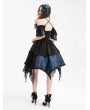 Devil Fashion Black and Blue Gothic Off-the-Shoulder Lace Halter Short Party Dress