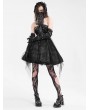 Devil Fashion Black Gothic Punk Halter Backless Tube A- Line Short Dress