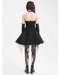 Devil Fashion Black Gothic Punk Halter Backless Tube A- Line Short Dress