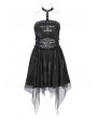 Devil Fashion Black Gothic Punk Halter Backless Tube A- Line Short Dress