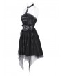 Devil Fashion Black Gothic Punk Halter Backless Tube A- Line Short Dress