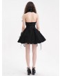 Devil Fashion Black Gothic Sexy Cut Out Lace Halter Sleeveless Short Party Dress