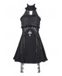 Devil Fashion Black Gothic Sexy Cut Out Lace Halter Sleeveless Short Party Dress