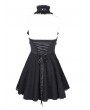 Devil Fashion Black Gothic Sexy Cut Out Lace Halter Sleeveless Short Party Dress