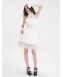 Devil Fashion White Gothic Sexy Cut Out Lace Halter Sleeveless Short Party Dress