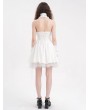 Devil Fashion White Gothic Sexy Cut Out Lace Halter Sleeveless Short Party Dress