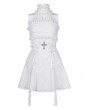 Devil Fashion White Gothic Sexy Cut Out Lace Halter Sleeveless Short Party Dress