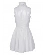 Devil Fashion White Gothic Sexy Cut Out Lace Halter Sleeveless Short Party Dress