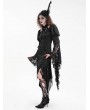 Devil Fashion Black Vintage Gothic Hollow Out Long Puff Sleeve  Asymmetrical Slit Dress