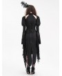 Devil Fashion Black Vintage Gothic Hollow Out Long Puff Sleeve  Asymmetrical Slit Dress