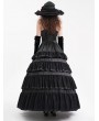 Devil Fashion Black Gothic Sexy Retro Lace Trim Tiered Strappy Maxi Dress