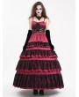 Devil Fashion Red Gothic Sexy Retro Lace Trim Tiered Strappy Maxi Dress