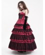 Devil Fashion Red Gothic Sexy Retro Lace Trim Tiered Strappy Maxi Dress