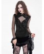 Devil Fashion Black Gothic Vintage Flared Net Sleeve Top for Women