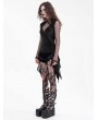 Devil Fashion Black Gothic Vintage Flared Net Sleeve Top for Women