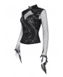 Devil Fashion Black Gothic Vintage Flared Net Sleeve Top for Women