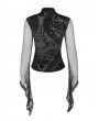 Devil Fashion Black Gothic Vintage Flared Net Sleeve Top for Women