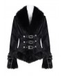 Devil Fashion Black Gothic Vintage Faux Fur Trim Fitted Short Jacket for Women