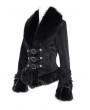 Devil Fashion Black Gothic Vintage Faux Fur Trim Fitted Short Jacket for Women