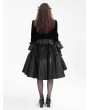 Devil Fashion Black Vintage Gothic Velvet Open Front Tail Coat for Women