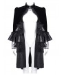 Devil Fashion Black Vintage Gothic Velvet Open Front Tail Coat for Women