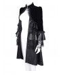 Devil Fashion Black Vintage Gothic Velvet Open Front Tail Coat for Women