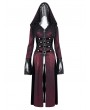 Devil Fashion Wine Red Vintage Gothic Gorgeous Bead Tassel Hooded Long Jacket for Women