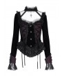 Devil Fashion Black and Red Romantic Gothic Velvet Lace Short Jacket for Women