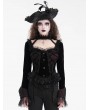 Devil Fashion Black and Red Romantic Gothic Velvet Lace Short Jacket for Women