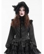 Devil Fashion Black Gothic Vintage Lantern Sleeve Ruffle Shirt for Women