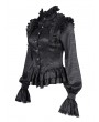 Devil Fashion Black Gothic Vintage Lantern Sleeve Ruffle Shirt for Women