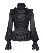 Devil Fashion Black Gothic Vintage Lantern Sleeve Ruffle Shirt for Women