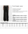 Punk Rave Black Gothic Loose Straight Fit Raw Edge Jeans for Women