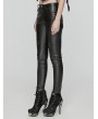 Punk Rave Black Gothic Punk Faux Leather Slim Fit Pants for Women