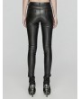 Punk Rave Black Gothic Punk Faux Leather Slim Fit Pants for Women