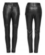 Punk Rave Black Gothic Punk Faux Leather Slim Fit Pants for Women