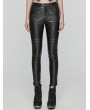 Punk Rave Black Gothic Punk Faux Leather Slim Fit Pants for Women