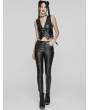 Punk Rave Black Gothic Punk Faux Leather Slim Fit Pants for Women