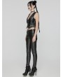 Punk Rave Black Gothic Punk Faux Leather Slim Fit Pants for Women