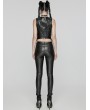 Punk Rave Black Gothic Punk Faux Leather Slim Fit Pants for Women