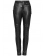 Punk Rave Black Gothic Punk Faux Leather Slim Fit Pants for Women