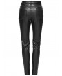 Punk Rave Black Gothic Punk Faux Leather Slim Fit Pants for Women