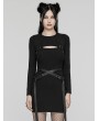 Punk Rave Black Gothic Punk Techwear Knitted Two Piece Dress Set