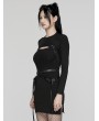 Punk Rave Black Gothic Punk Techwear Knitted Two Piece Dress Set