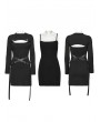 Punk Rave Black Gothic Punk Techwear Knitted Two Piece Dress Set