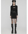 Punk Rave Black Gothic Punk Techwear Knitted Two Piece Dress Set