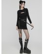 Punk Rave Black Gothic Punk Techwear Knitted Two Piece Dress Set