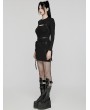 Punk Rave Black Gothic Punk Techwear Knitted Two Piece Dress Set